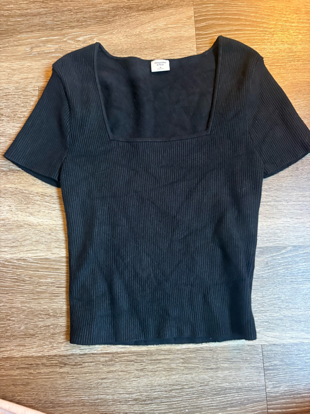 Black Ribbed Short Sleeve Abercrombie & Fitch Top